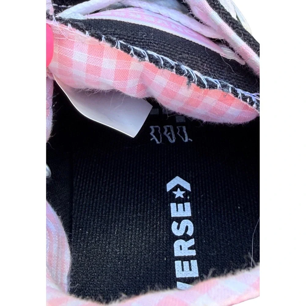 Converse Chuck Taylor All Star Low Black‎ Pink Gingham Lining Sneakers 3Y